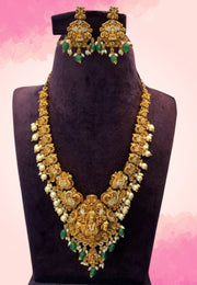 Traditional 3d mini haram with green and guttapusalu hangings